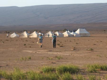 Trek sahara - walking into camp