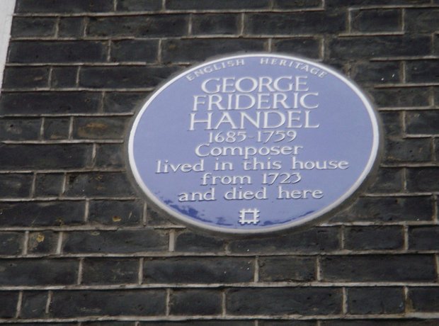 Handel's Blue Plaque in 25 Brook Street, London