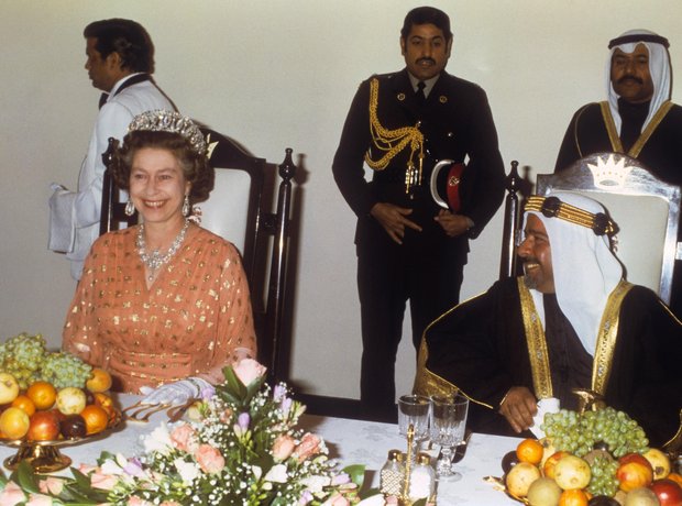 Eating dinner on board the British Royal Yacht Bri