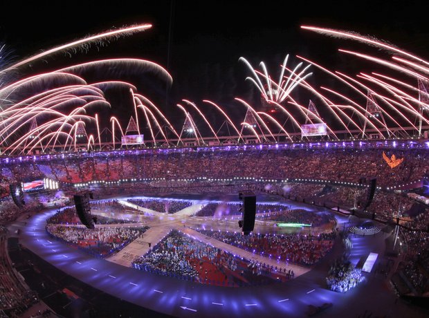Fireworks during the Olympics London 2012 Closing 