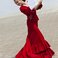 Image 1: spanish woman red dress fan