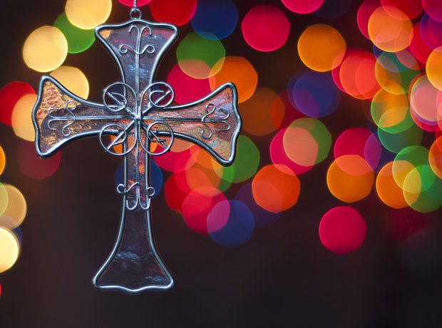 Christmas cross and lights