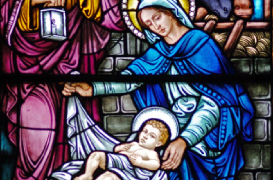 nativity stained glass window