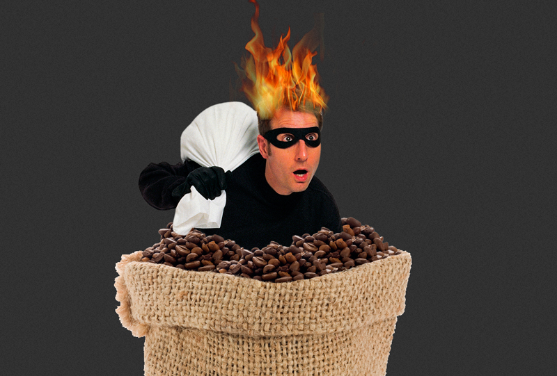 coffee robber on fire