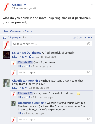 Classic FM Facebook