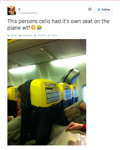 cello on plane