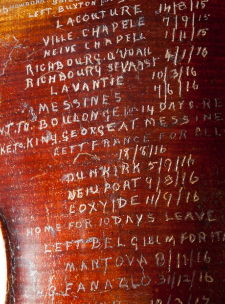 Soldier uses violin as World War I diary