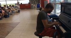 man plays beethoven at airport