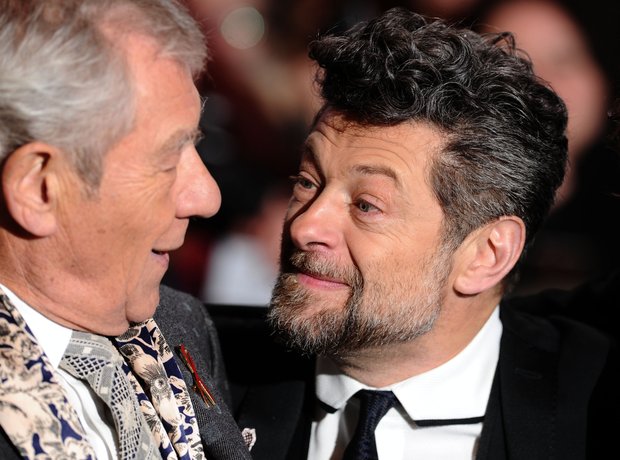 Ian McKellen and Andy Serkis at Hobbit world premi