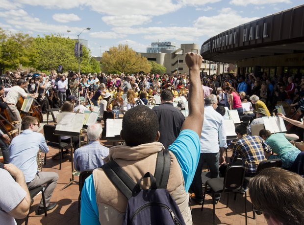 The Baltimore Symphony Orchestra play through riot