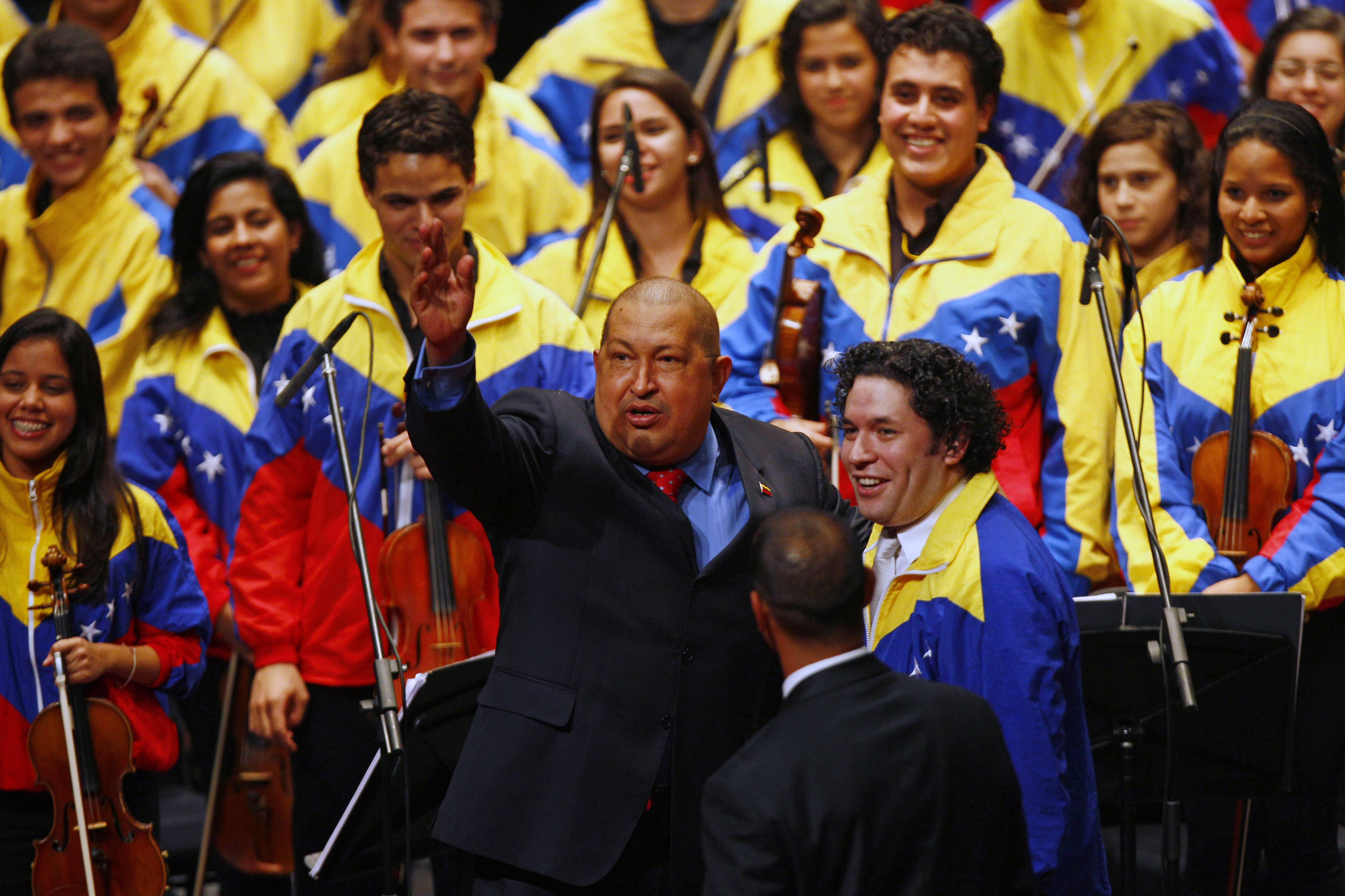 Gustavo Dudamel with Hugo Chavez