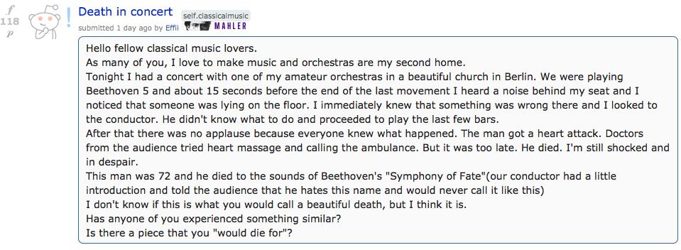 reddit concert death story