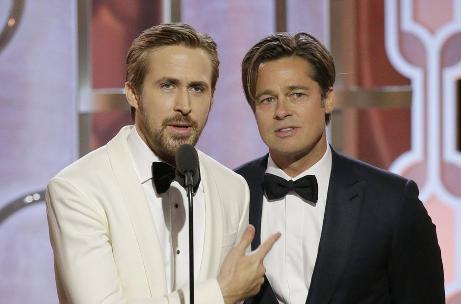 Ryan Gosling and Brad Pitt Golden Globe Awards 201
