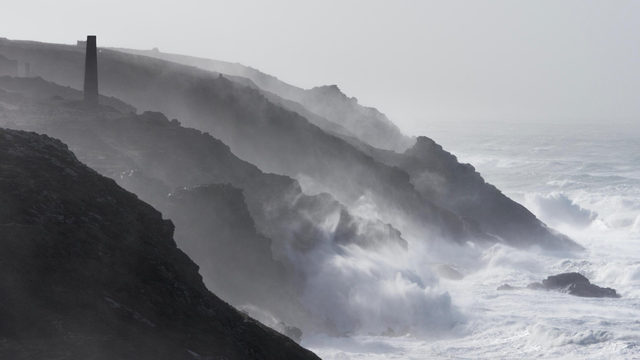 Cornwall waves cliffs tin mine
