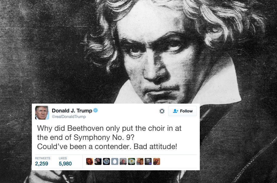 Donald Trump reviews the masterpieces of classical