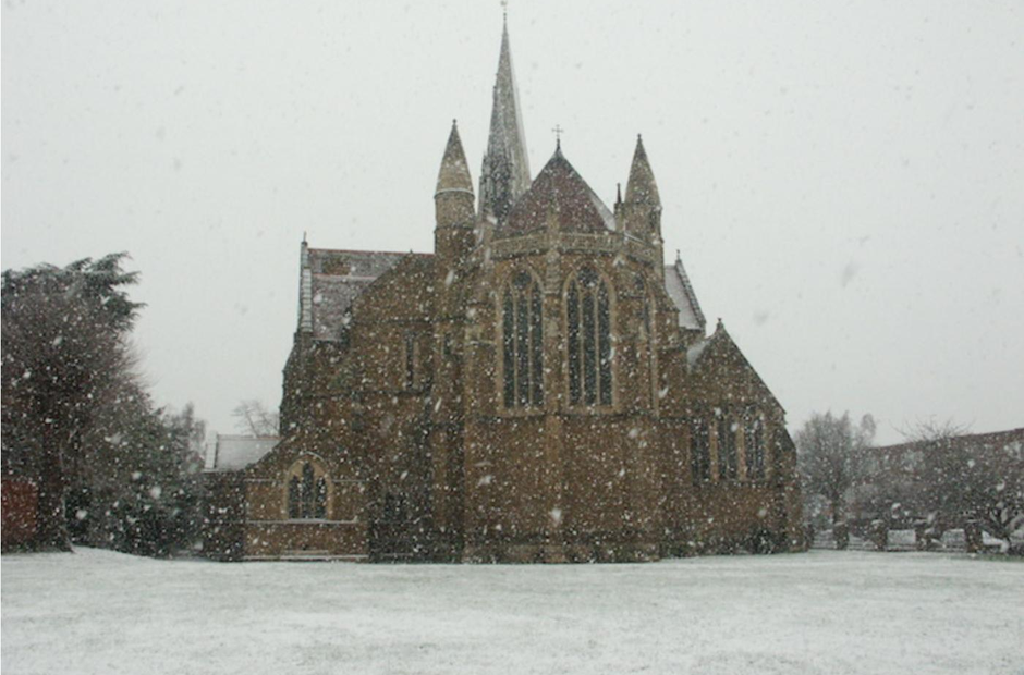 St Matthew's Church Northampton snow