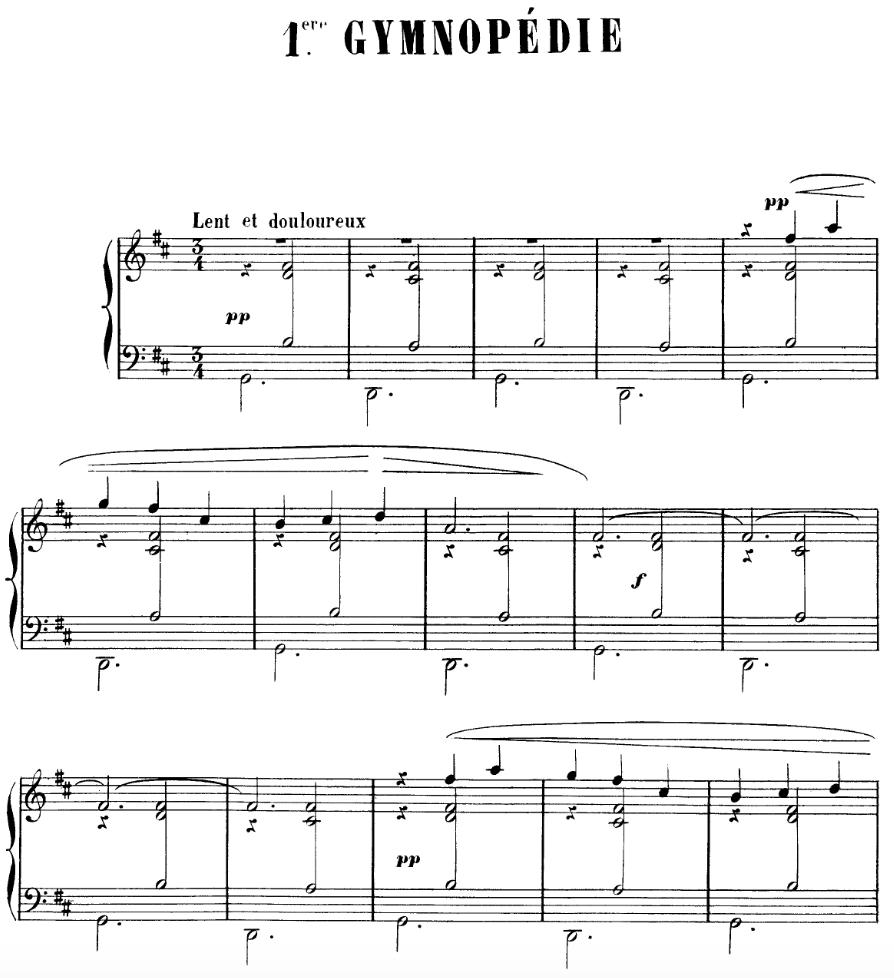 Gymnopedie No. 1 Partitions, Erik Satie