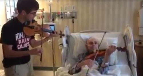 old man hospital violin