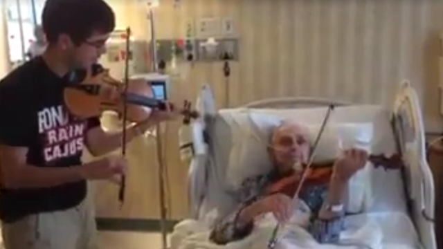 old man hospital violin