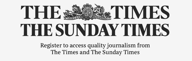 Register to access quality journalism from The Times and The Sunday Times