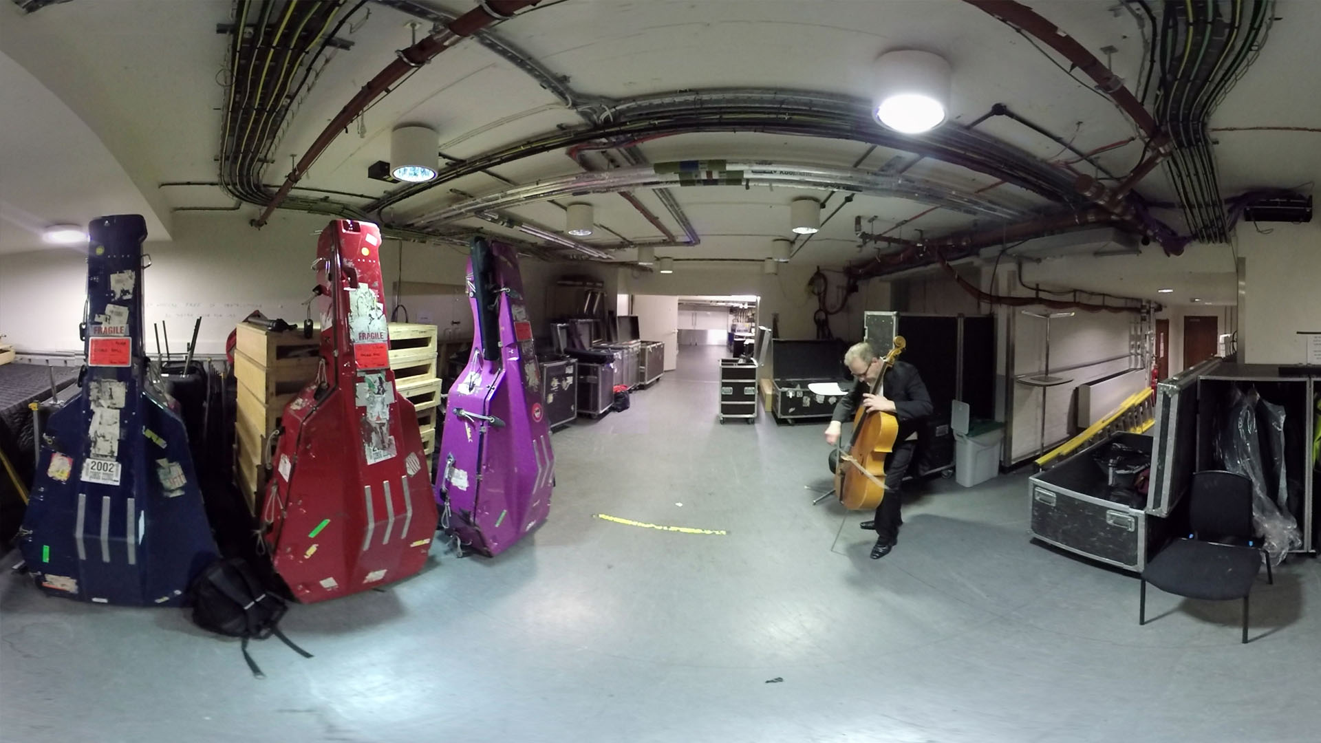 Virtual Orchestra Philharmonia cellos backstage