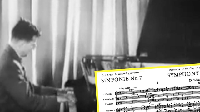 Shostakovich plays a fragment of his 7th symphony 