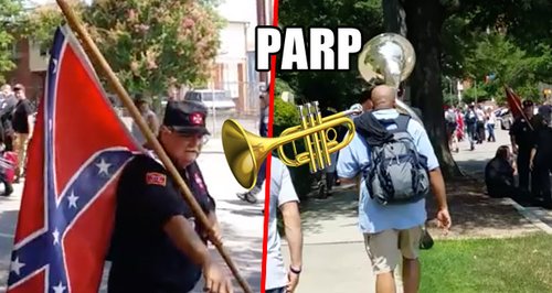 Sousaphone trolls a KKK march