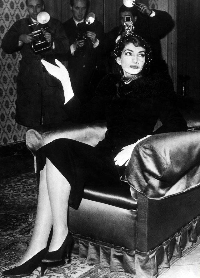 Maria Callas at a press conference in 1958