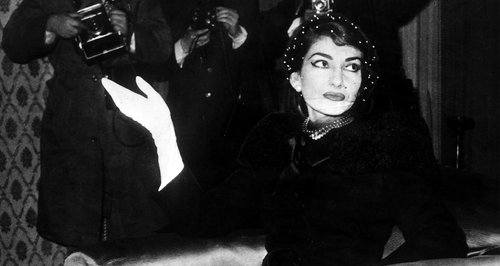 Maria Callas at a press conference in 1958