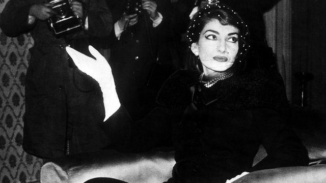 Maria Callas at a press conference in 1958