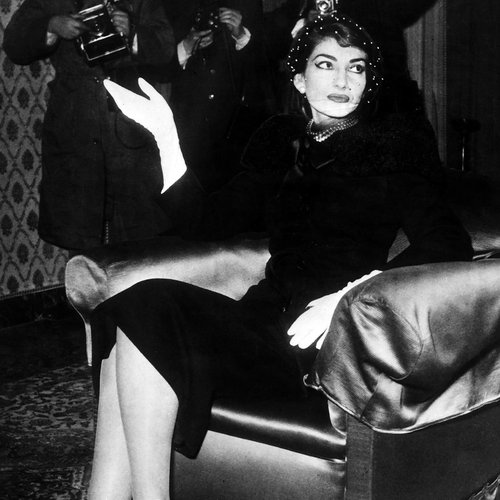 Maria Callas at a press conference in 1958