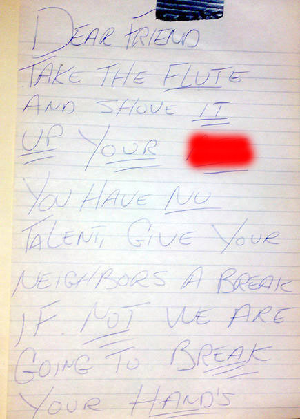 Funny flute neighbour note
