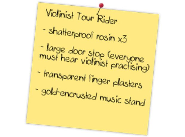 Violinist tour rider