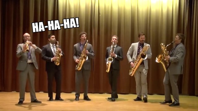 Laughing saxophones