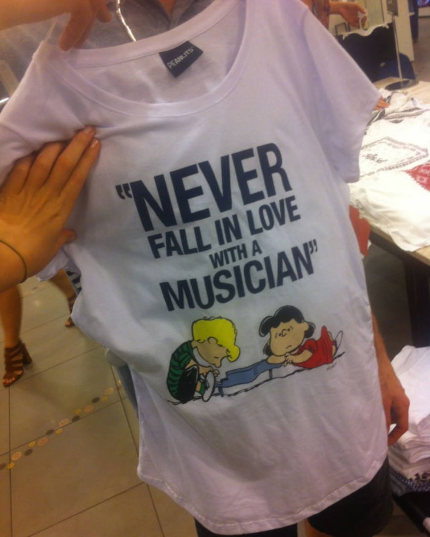 never fall in love with a musician t-shirt