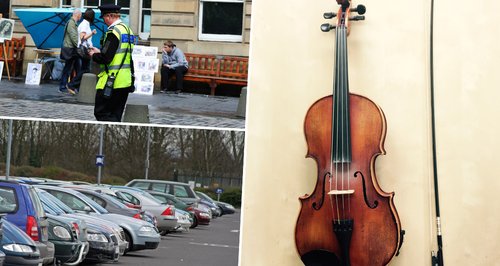 parking attendant crushes violin